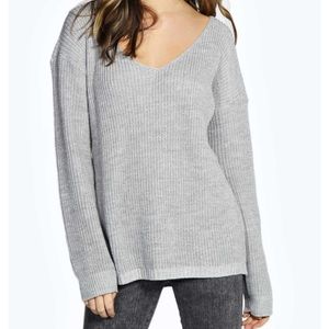 Oversized grey knit sweater